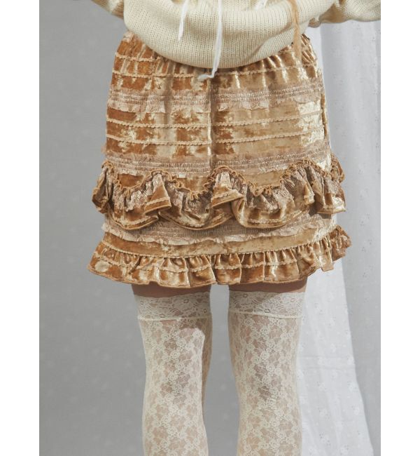 merry jenny「ベロアフリルミニスカート」|スカート|