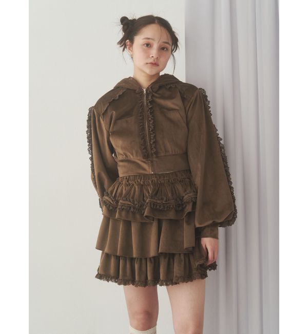merry jenny「フリルベロアミニスカート」|スカート|