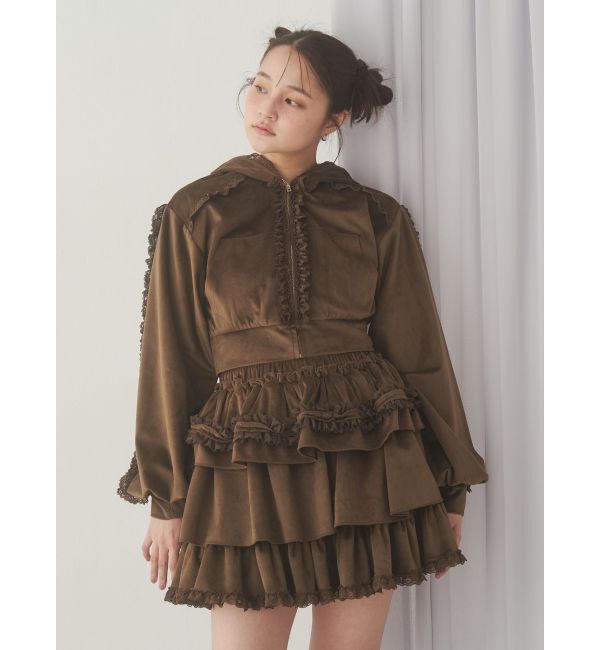 merry jenny「フリルベロアミニスカート」|スカート|
