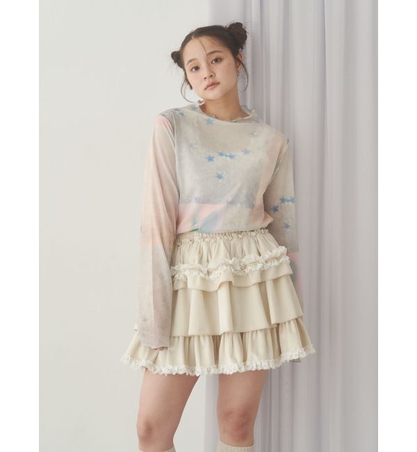 merry jenny「フリルベロアミニスカート」|スカート|