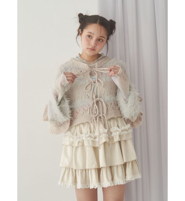 merry jenny「フリルベロアミニスカート」|スカート|