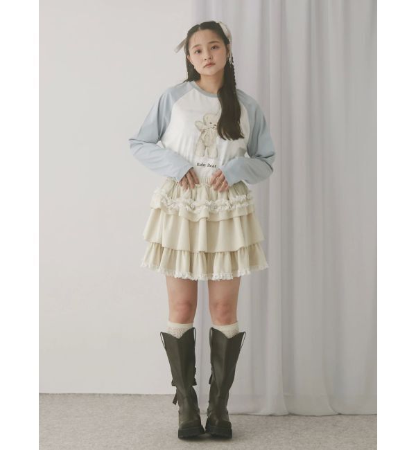 merry jenny「フリルベロアミニスカート」|スカート|