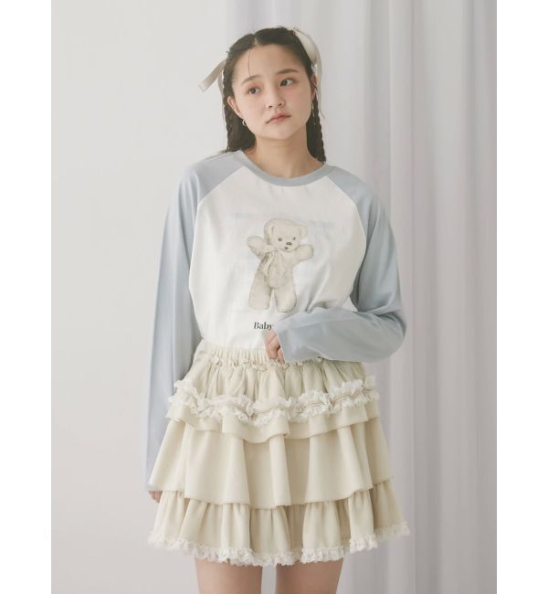 merry jenny「フリルベロアミニスカート」|スカート|