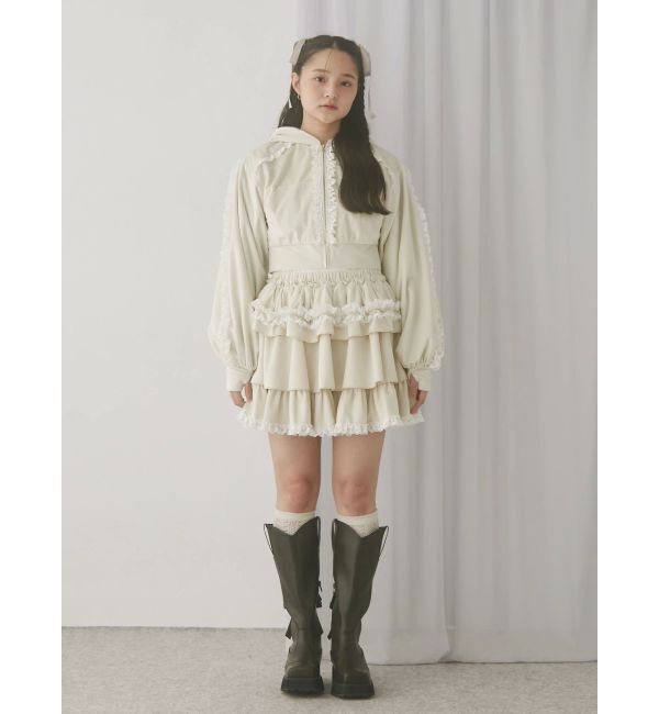 merry jenny「フリルベロアミニスカート」|スカート|
