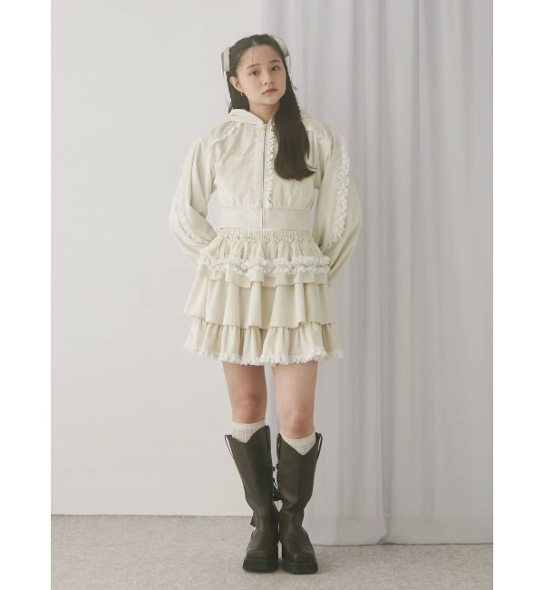 merry jenny「フリルベロアミニスカート」|スカート|
