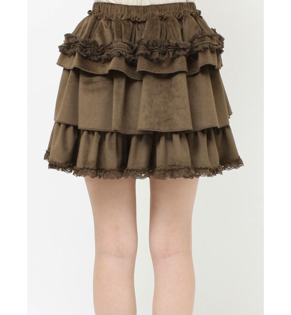 merry jenny「フリルベロアミニスカート」|スカート|