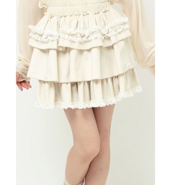 merry jenny「フリルベロアミニスカート」|スカート|