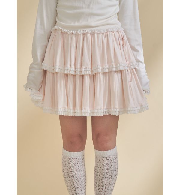 merry jenny「カットティアードミニスカート」|スカート|ピンク