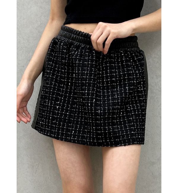 GYDA「ツイード異素材スカートライクショートパンツ【SETUP着用可】」|スカート|ブラック