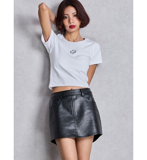 GYDA「フェイクレザースカートライクショートパンツ」|スカート|