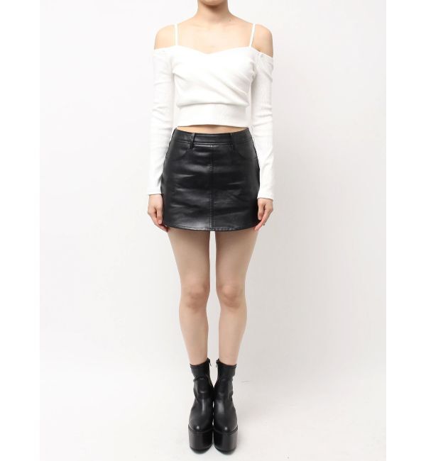 GYDA「フェイクレザースカートライクショートパンツ」|スカート|