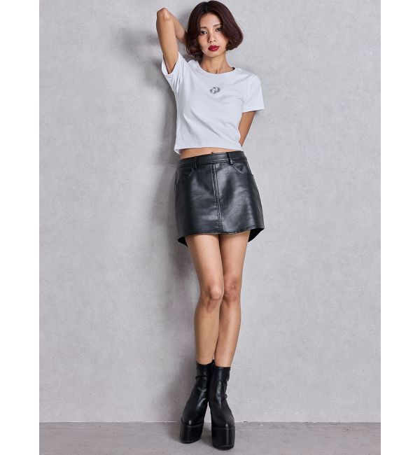 GYDA「フェイクレザースカートライクショートパンツ」|スカート|