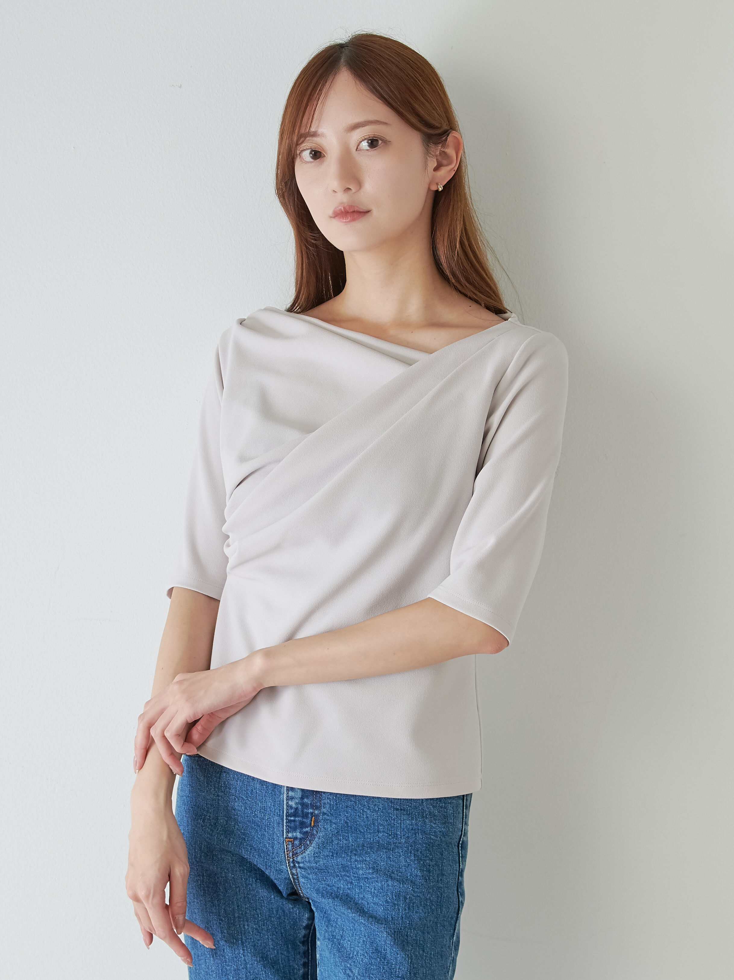 SNIDEL「ワンショルダードレープカットソー」|Tシャツ・カットソー|CRM