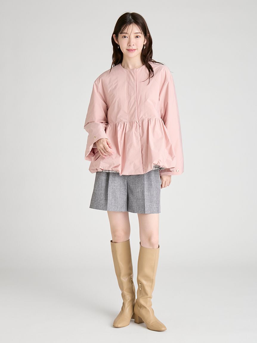 CELFORD「薄中綿ペプラムノーカラーコート」|ノーカラージャケット|