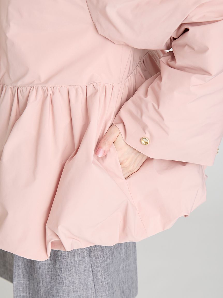 CELFORD「薄中綿ペプラムノーカラーコート」|ノーカラージャケット|