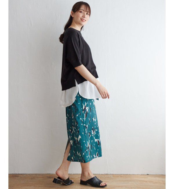 ikka「ベルト付きプリントスカート」|スカート|