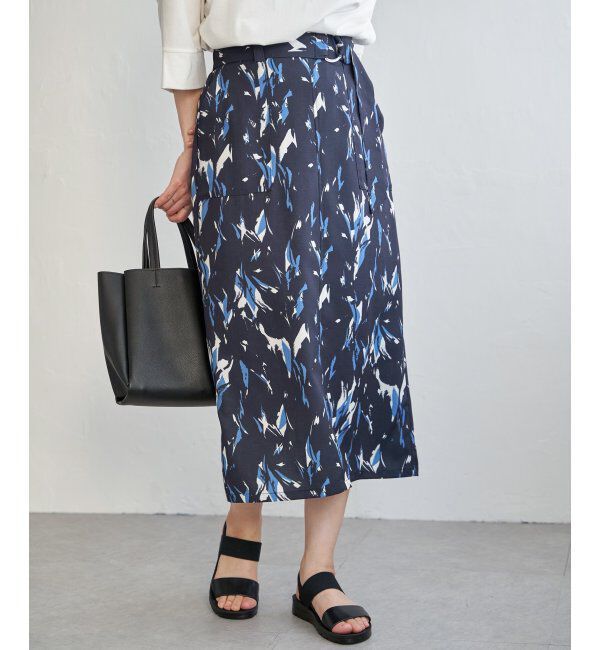 ikka「ベルト付きプリントスカート」|スカート|