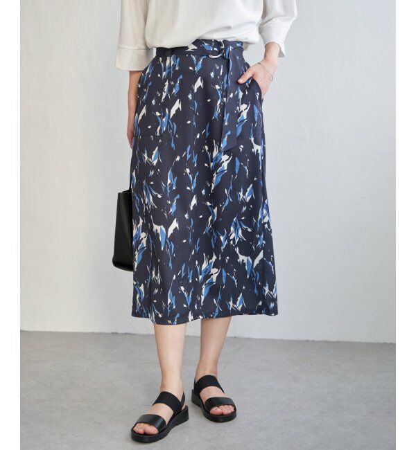 ikka「ベルト付きプリントスカート」|スカート|