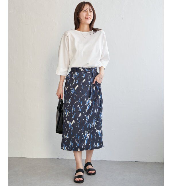 ikka「ベルト付きプリントスカート」|スカート|