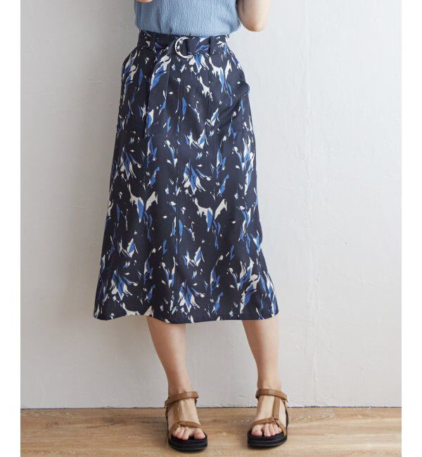 ikka「ベルト付きプリントスカート」|スカート|