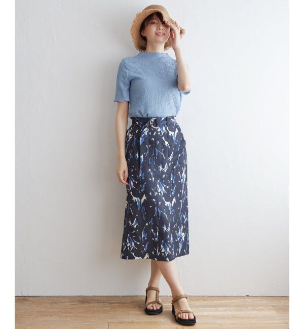 ikka「ベルト付きプリントスカート」|スカート|