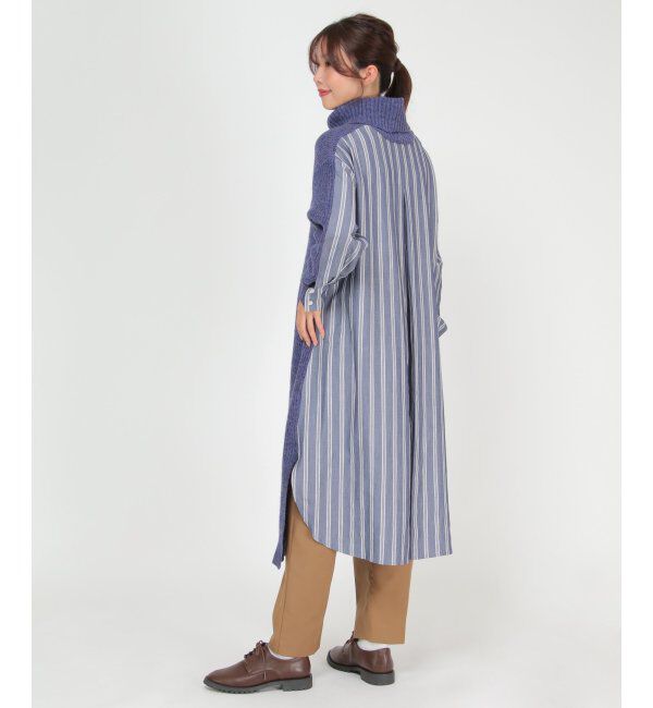 Lbc with Life「異素材切り替えタートルニットワンピ」|シャツ・ブラウス|