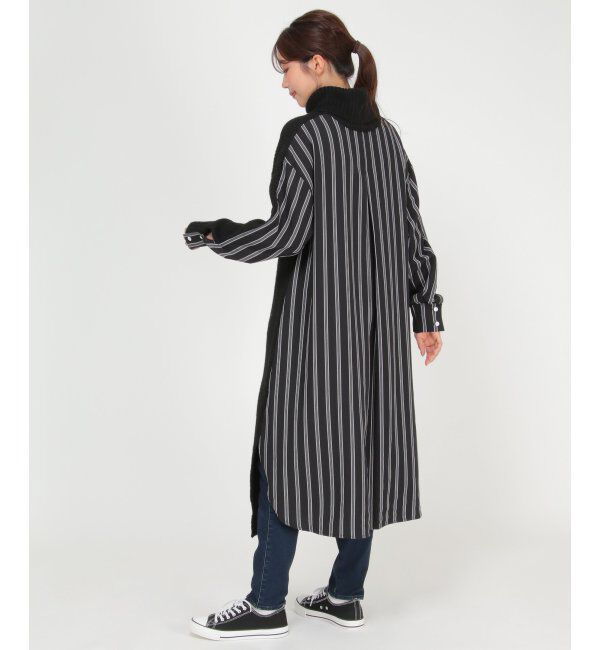 Lbc with Life「異素材切り替えタートルニットワンピ」|シャツ・ブラウス|