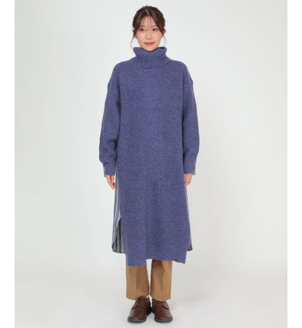 Lbc with Life「異素材切り替えタートルニットワンピ」|シャツ・ブラウス|