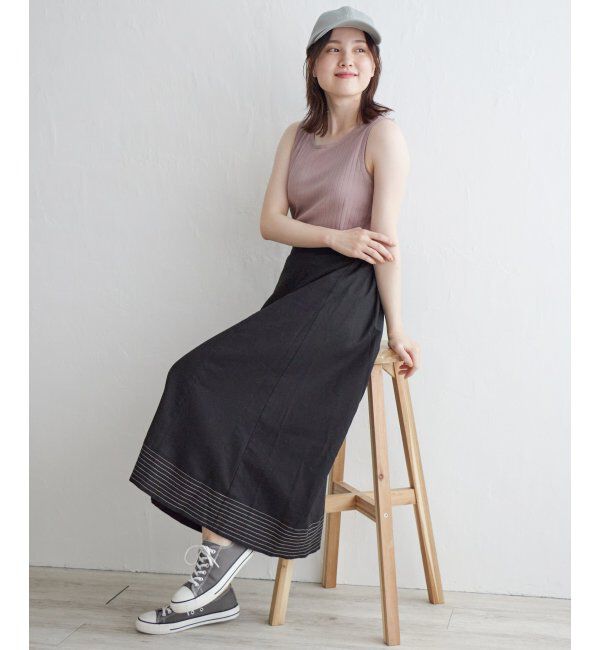 Lbc with Life「リネン混配色ステッチスカート」|スカート|
