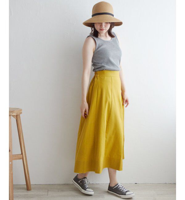 Lbc with Life「リネン混配色ステッチスカート」|スカート|