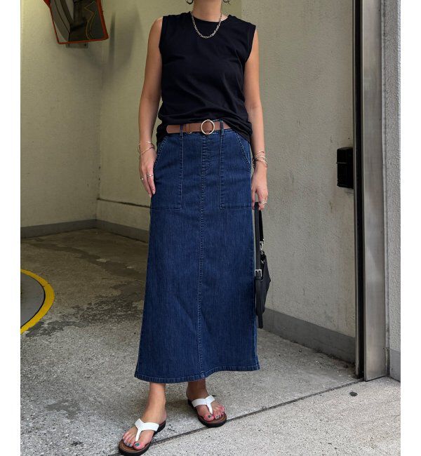 Lbc with Life「さらひやプラスIラインスカート」|スカート|ネイビーブルー