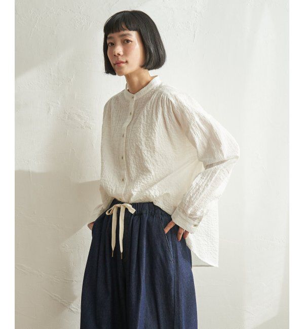 Lbc with Life「オーガニックコットンバンドカラーシャツ」|シャツ・ブラウス|ホワイト