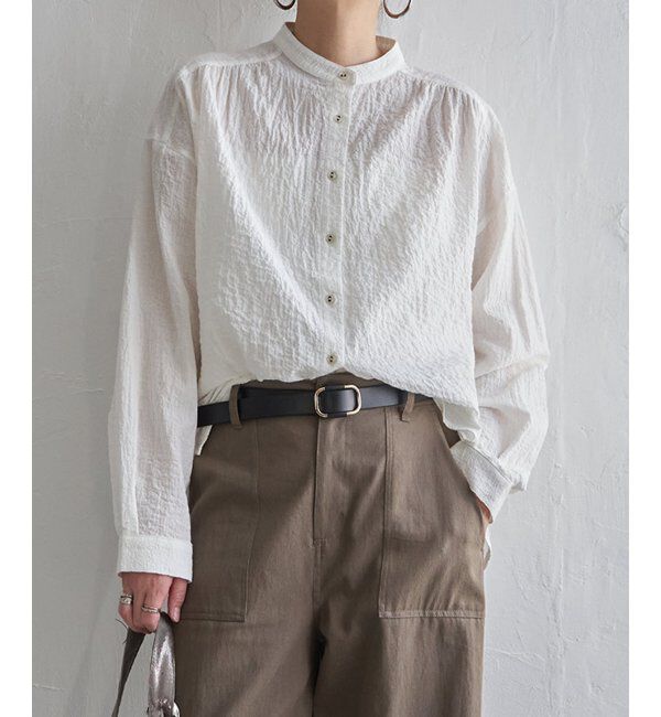 Lbc with Life「オーガニックコットンバンドカラーシャツ」|シャツ・ブラウス|