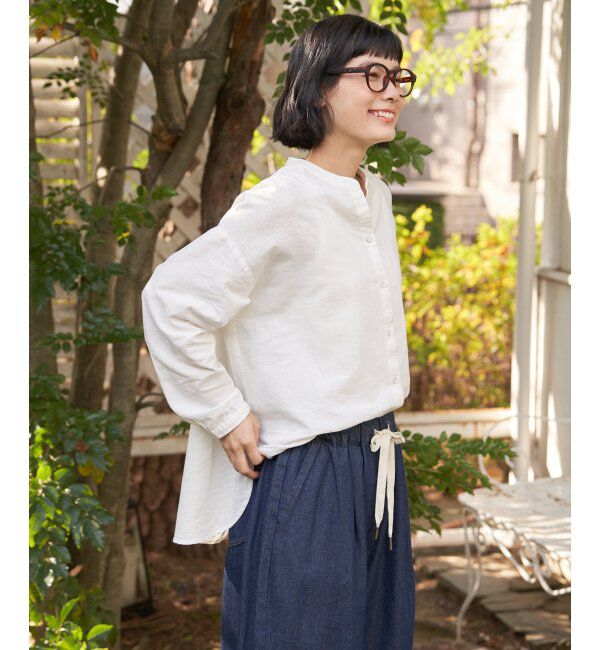 Lbc with Life「リネンコットンバンドカラーシャツ」|シャツ・ブラウス|