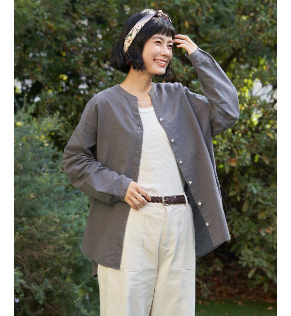 Lbc with Life「リネンコットンバンドカラーシャツ」|シャツ・ブラウス|