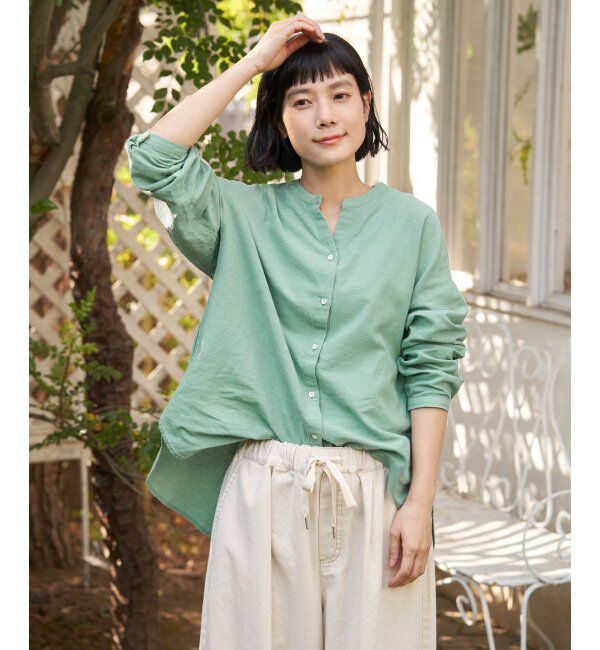 Lbc with Life「リネンコットンバンドカラーシャツ」|シャツ・ブラウス|