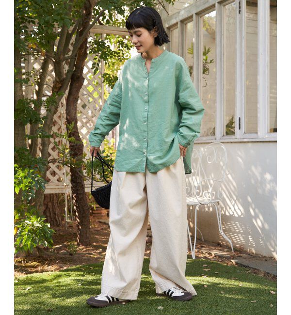 Lbc with Life「リネンコットンバンドカラーシャツ」|シャツ・ブラウス|