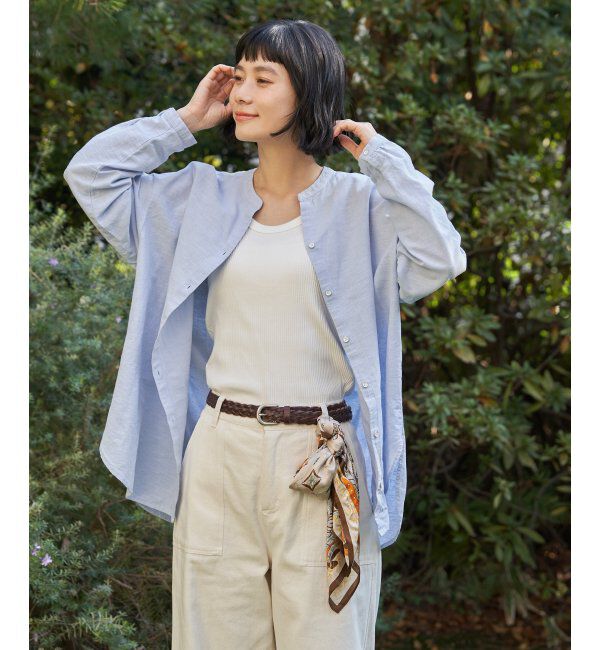 Lbc with Life「リネンコットンバンドカラーシャツ」|シャツ・ブラウス|