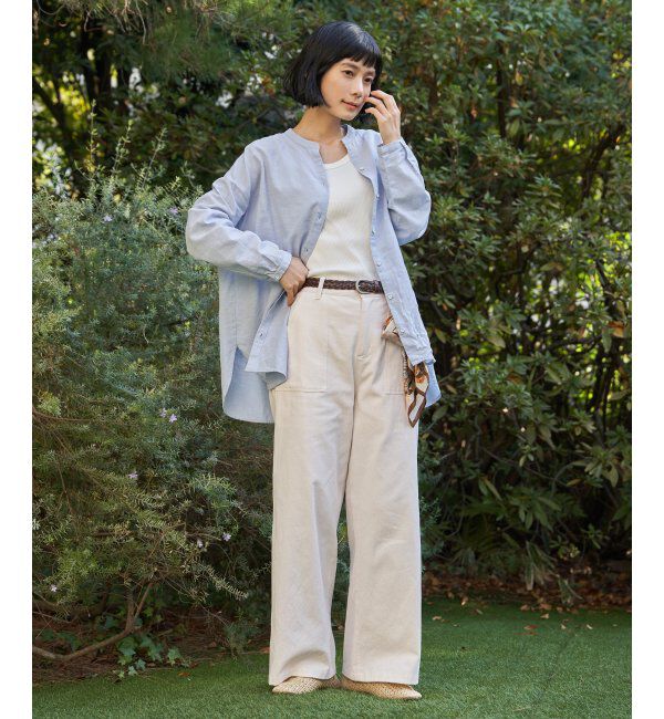 Lbc with Life「リネンコットンバンドカラーシャツ」|シャツ・ブラウス|