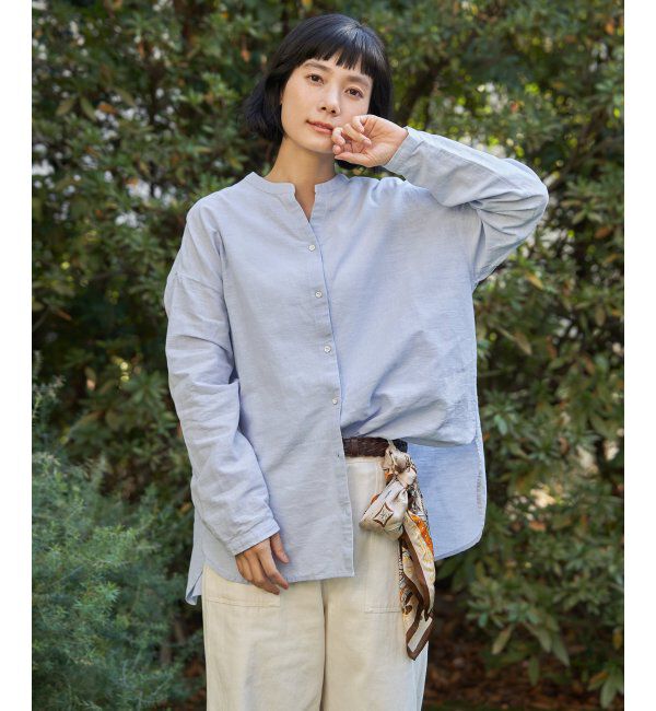 Lbc with Life「リネンコットンバンドカラーシャツ」|シャツ・ブラウス|