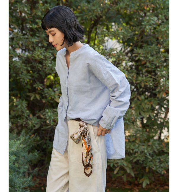 Lbc with Life「リネンコットンバンドカラーシャツ」|シャツ・ブラウス|