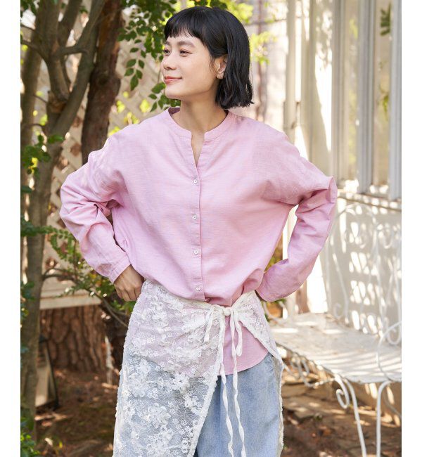 Lbc with Life「リネンコットンバンドカラーシャツ」|シャツ・ブラウス|