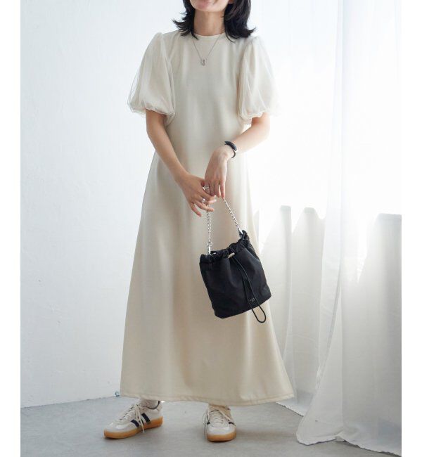 VENCE share style「チュールボリュームスリーブワンピース」|ワンピース|ホワイト