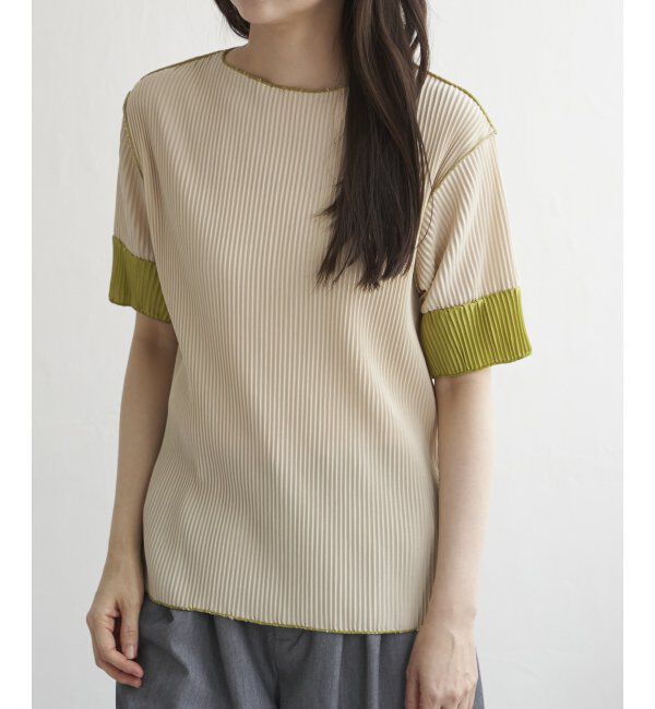 VENCE share style「プリーツ袖配色トップス」|ニット・セーター|
