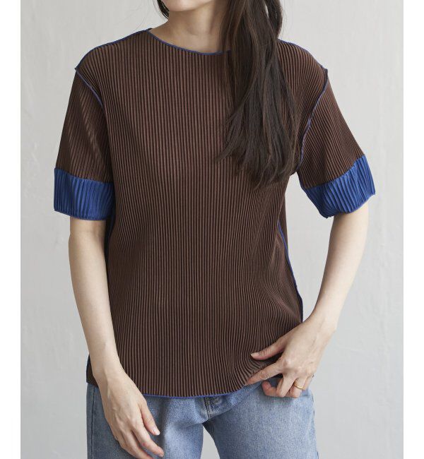 VENCE share style「プリーツ袖配色トップス」|ニット・セーター|
