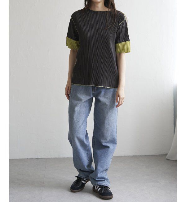 VENCE share style「プリーツ袖配色トップス」|ニット・セーター|