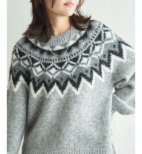 VENCE share style「ノルディックニットプルオーバー」|ニット・セーター|グレー