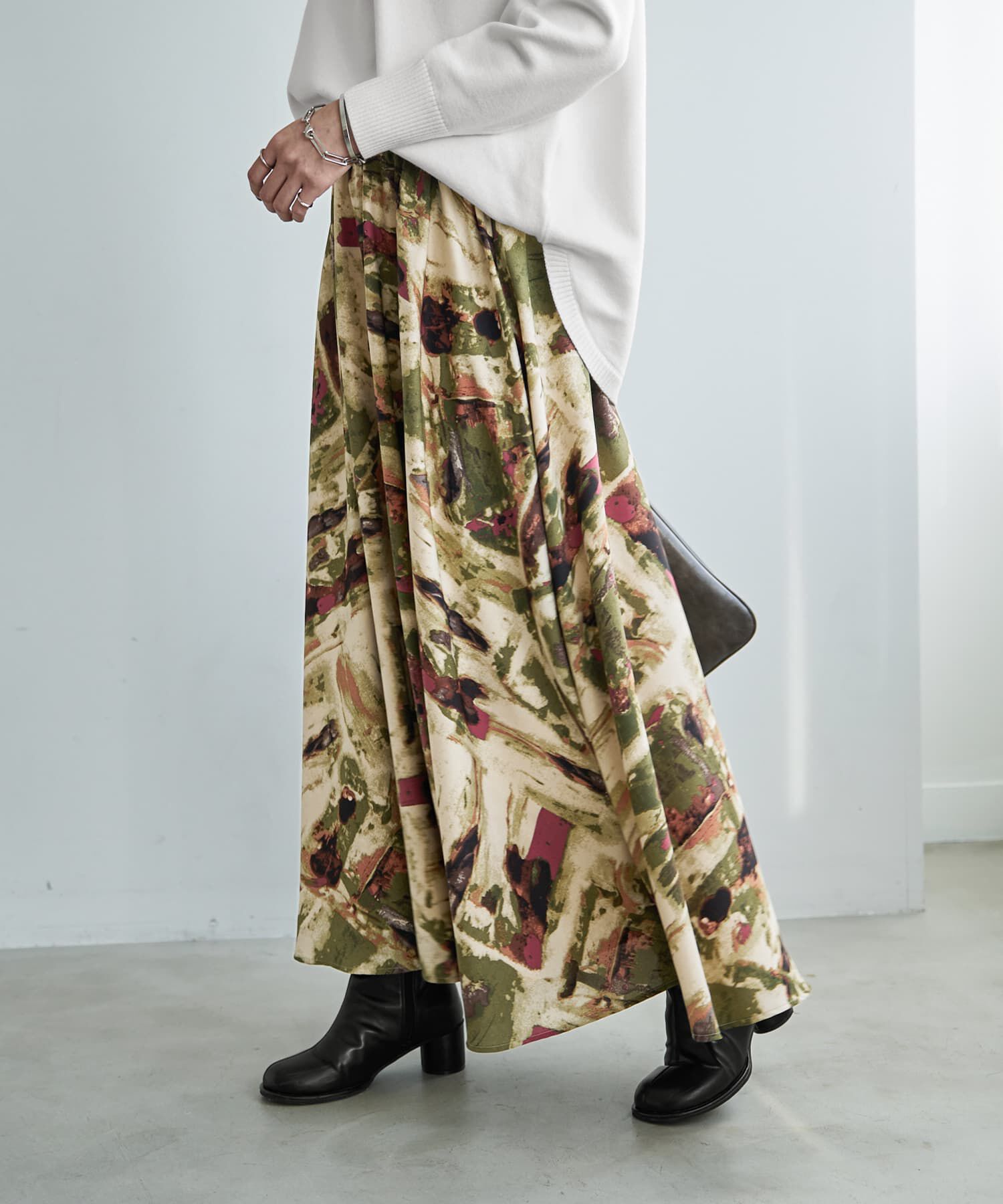 STYLE DELI「アート柄ロングサーキュラースカート」|スカート|