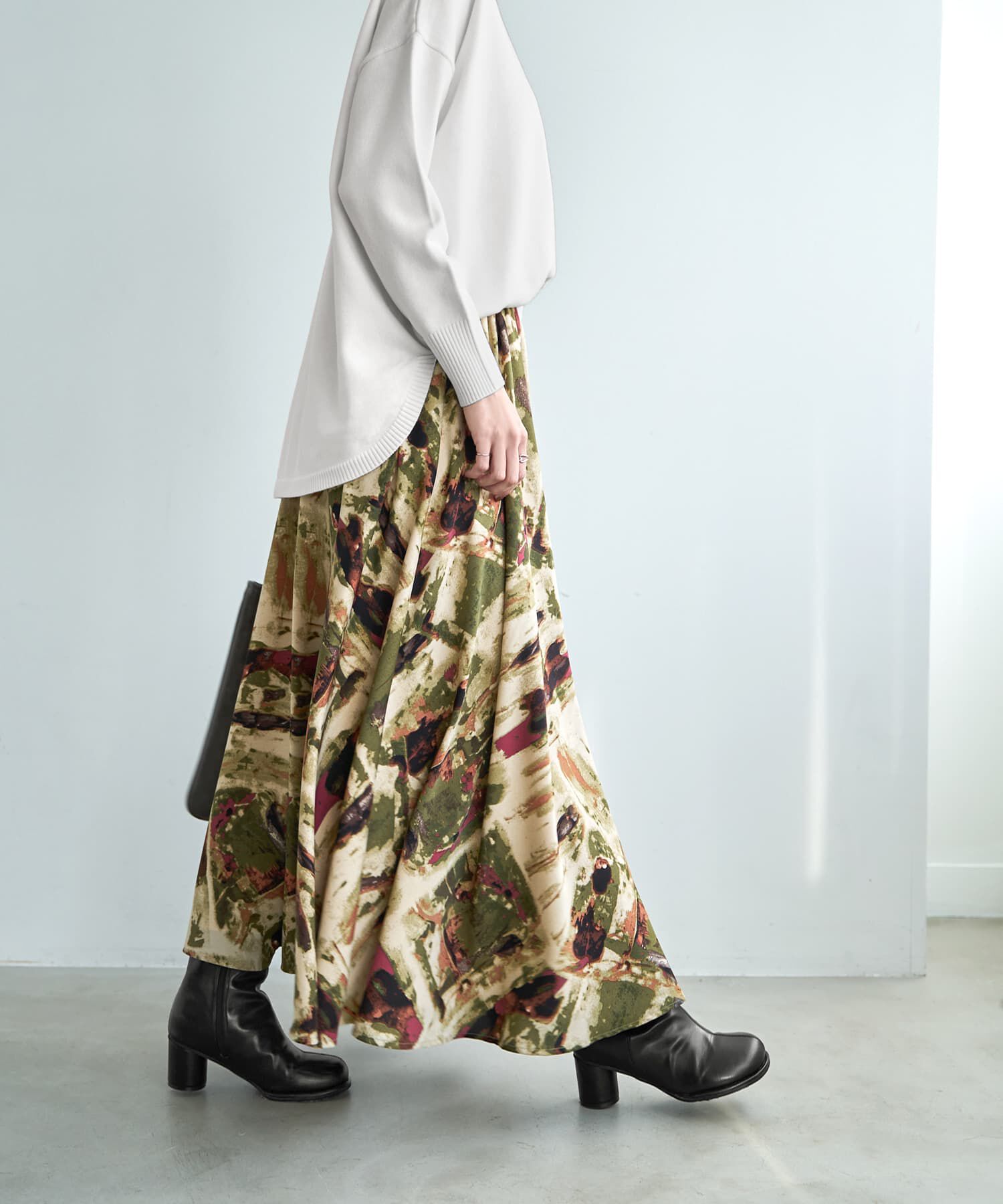 STYLE DELI「アート柄ロングサーキュラースカート」|スカート|