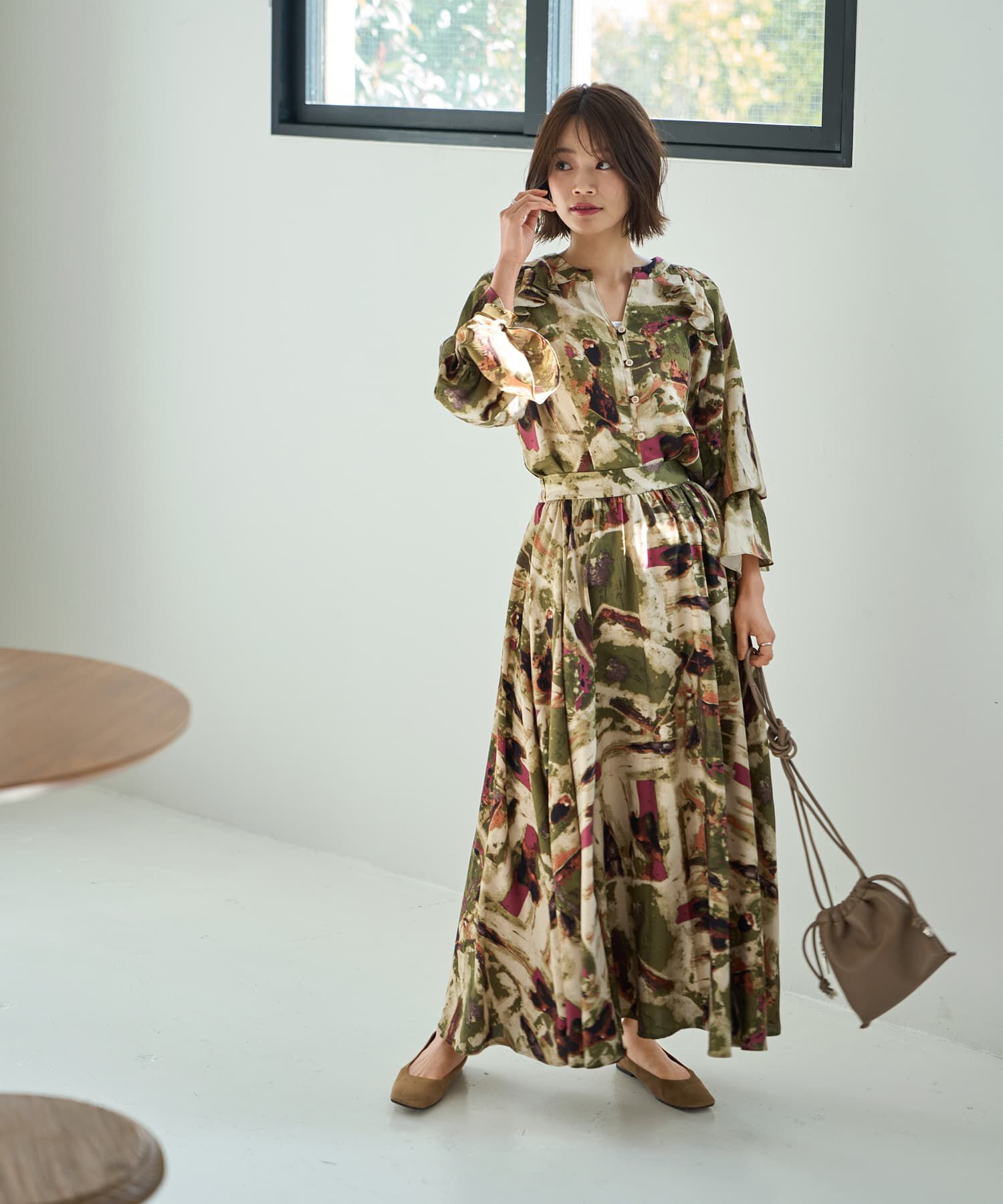 STYLE DELI「アート柄ロングサーキュラースカート」|スカート|